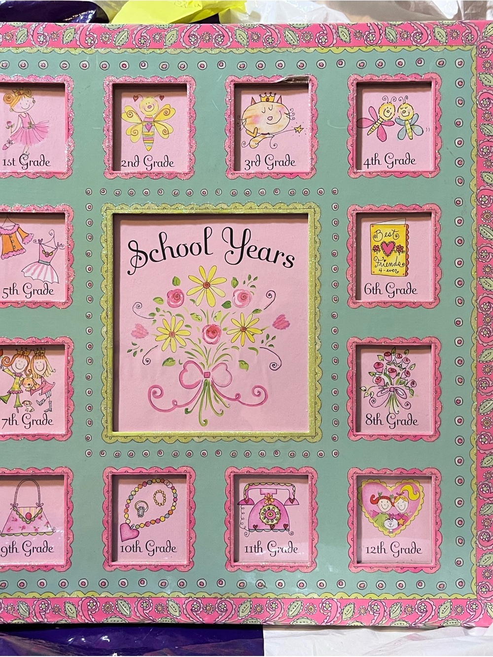 Dena Designs - Girl School Years Memory Frame keeper - Pink and Mint